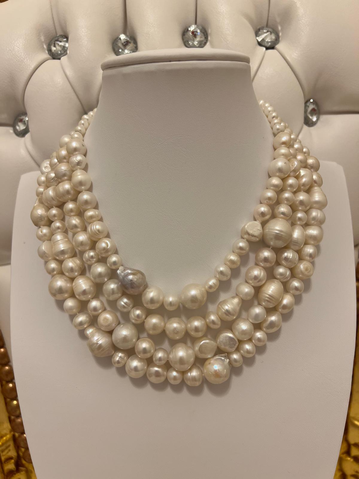 Collier di perle a 4 fili