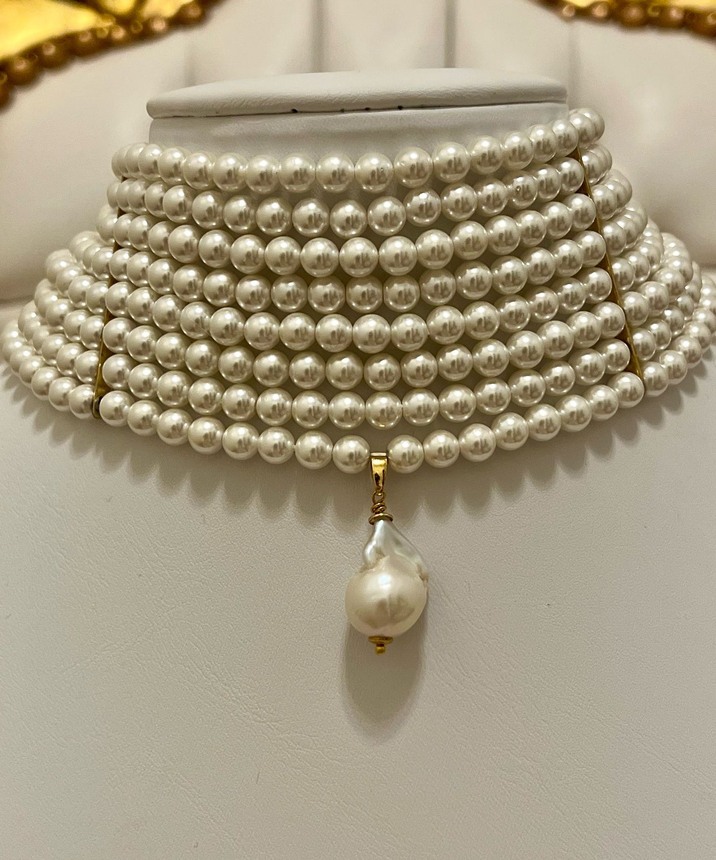 Collier di 8 fili di perle Swarovski